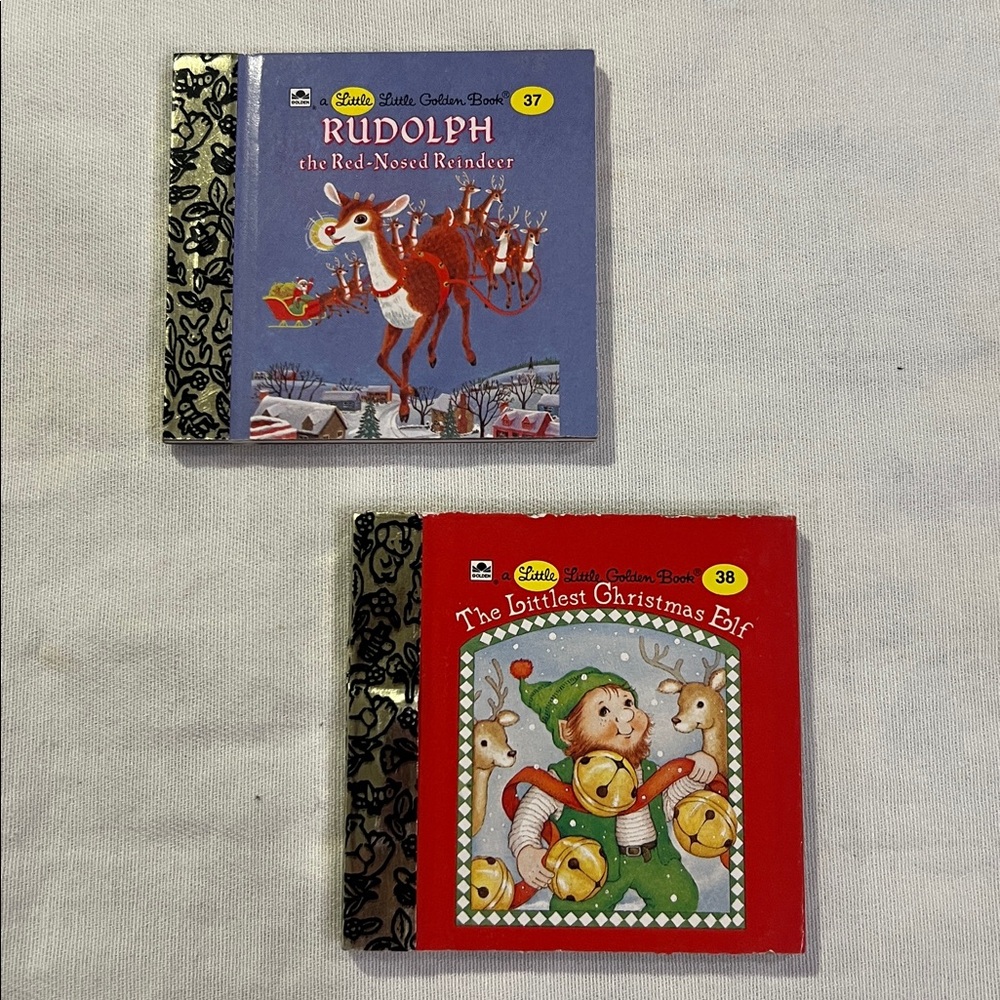 Vintage Mini Little Golden Books – Rudolph & Littlest Christmas Elf